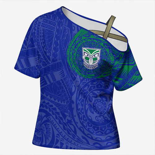 Personalized New Zealand Warriors Cross Shoulder Shirt Polynesian Tribal Chest and Sleeve Tattoo