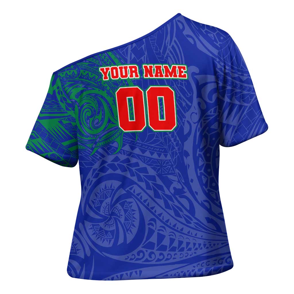 Personalized New Zealand Warriors Cross Shoulder Shirt Polynesian Tribal Chest and Sleeve Tattoo
