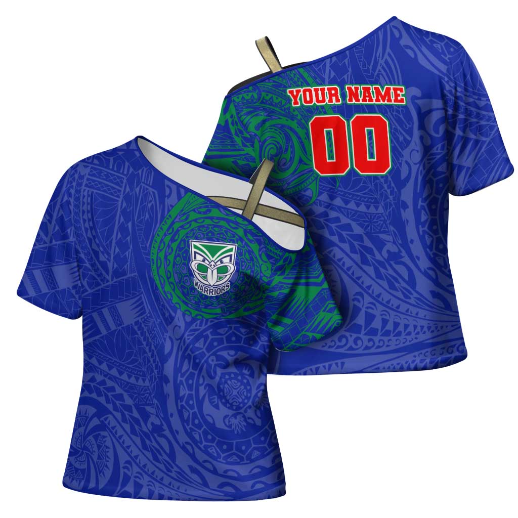 Personalized New Zealand Warriors Cross Shoulder Shirt Polynesian Tribal Chest and Sleeve Tattoo
