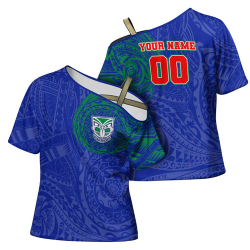 Personalized New Zealand Warriors Cross Shoulder Shirt Polynesian Tribal Chest and Sleeve Tattoo