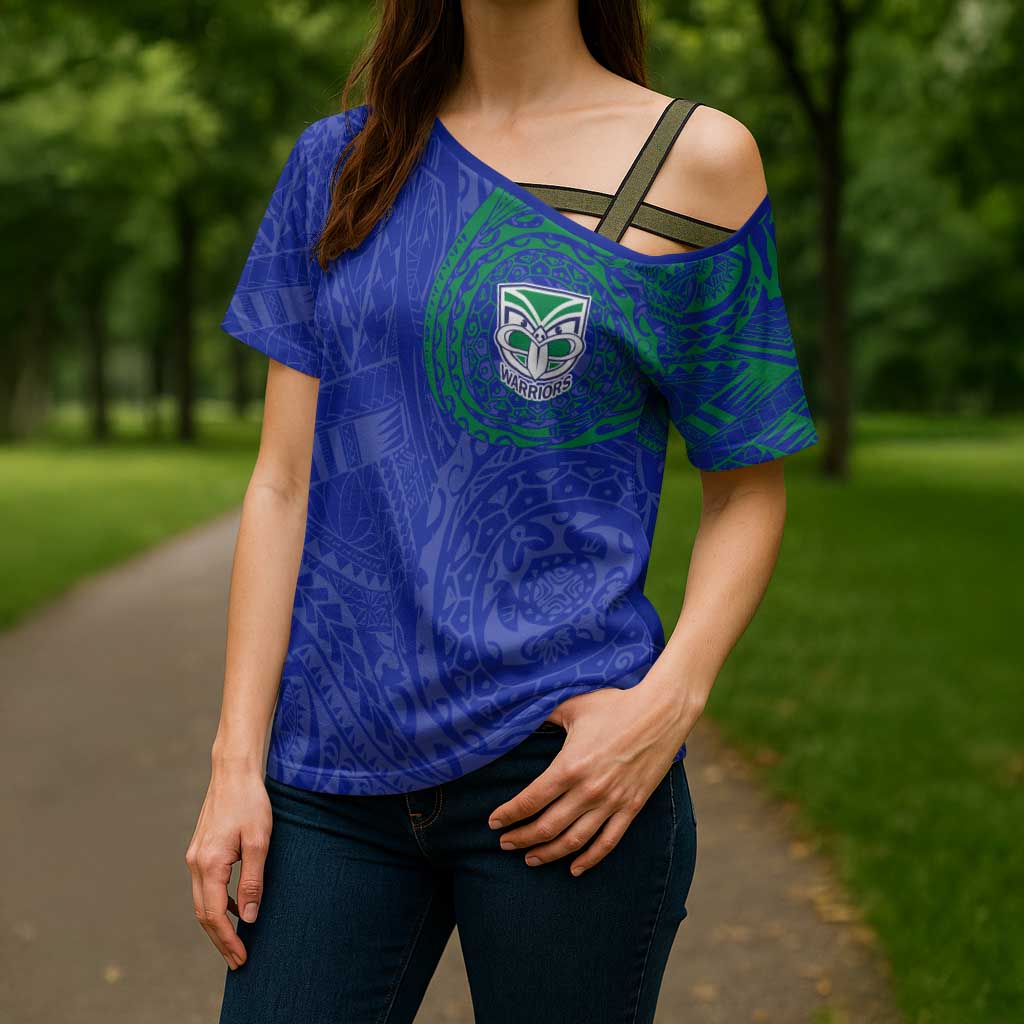 Personalized New Zealand Warriors Cross Shoulder Shirt Polynesian Tribal Chest and Sleeve Tattoo