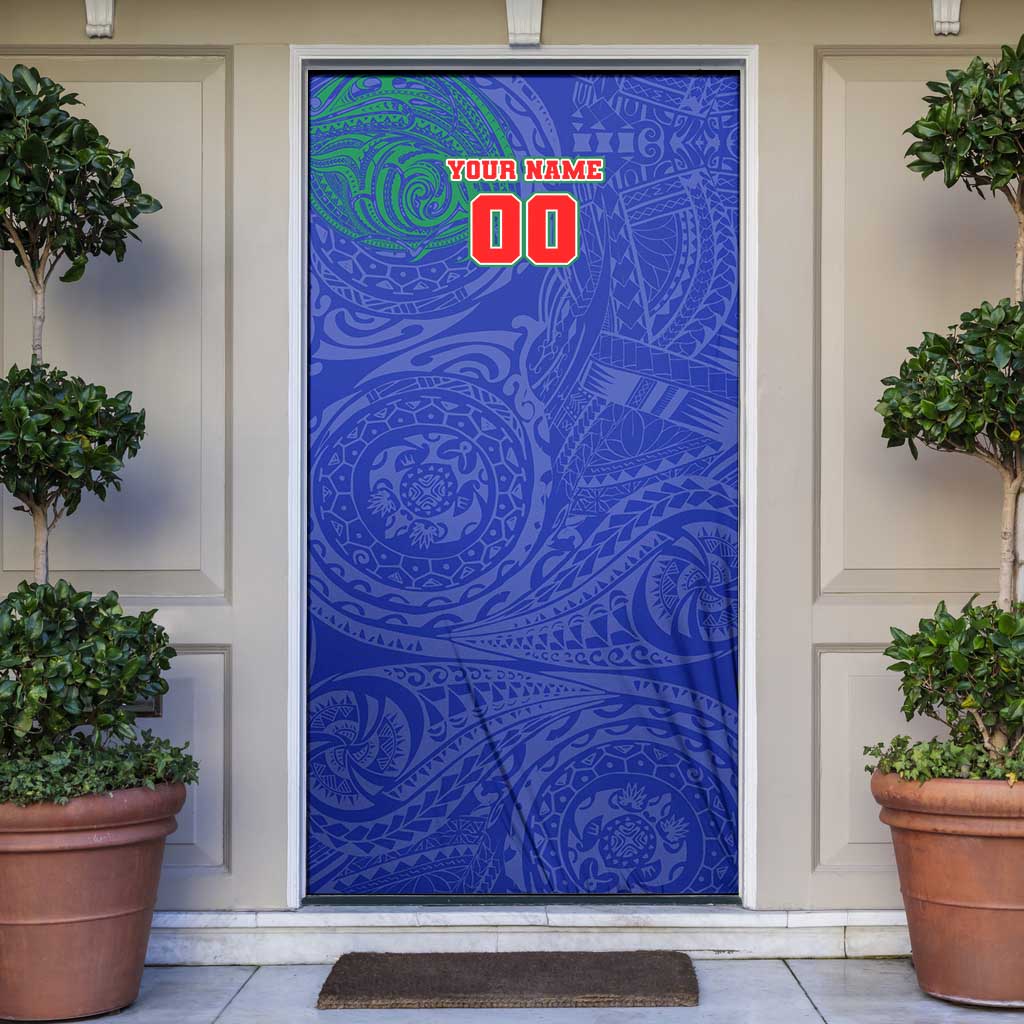 Personalized New Zealand Warriors Door Cover Polynesian Tribal Chest and Sleeve Tattoo