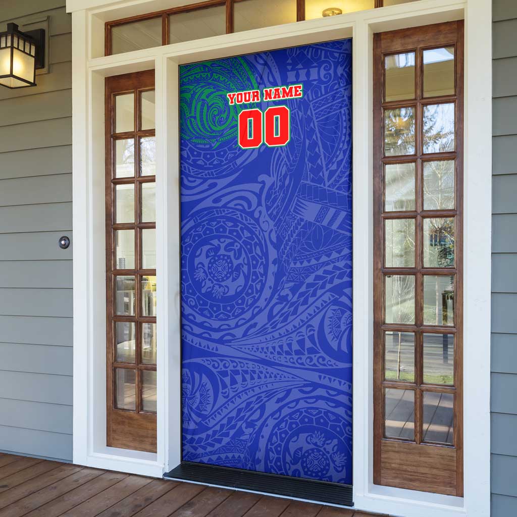 Personalized New Zealand Warriors Door Cover Polynesian Tribal Chest and Sleeve Tattoo