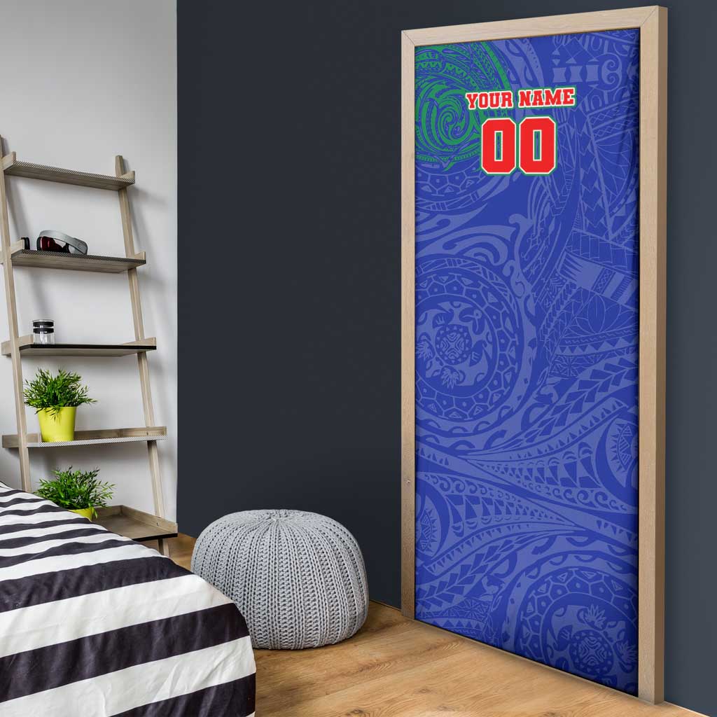 Personalized New Zealand Warriors Door Cover Polynesian Tribal Chest and Sleeve Tattoo