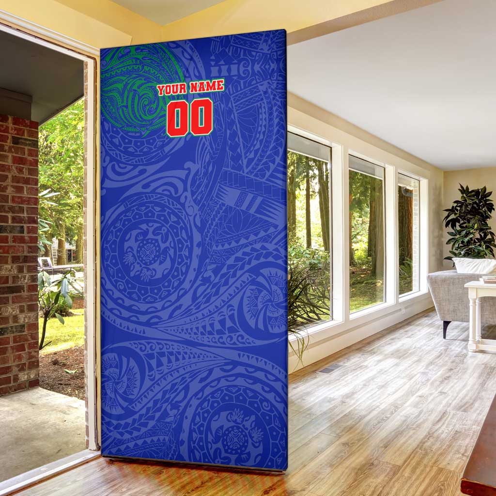 Personalized New Zealand Warriors Door Cover Polynesian Tribal Chest and Sleeve Tattoo