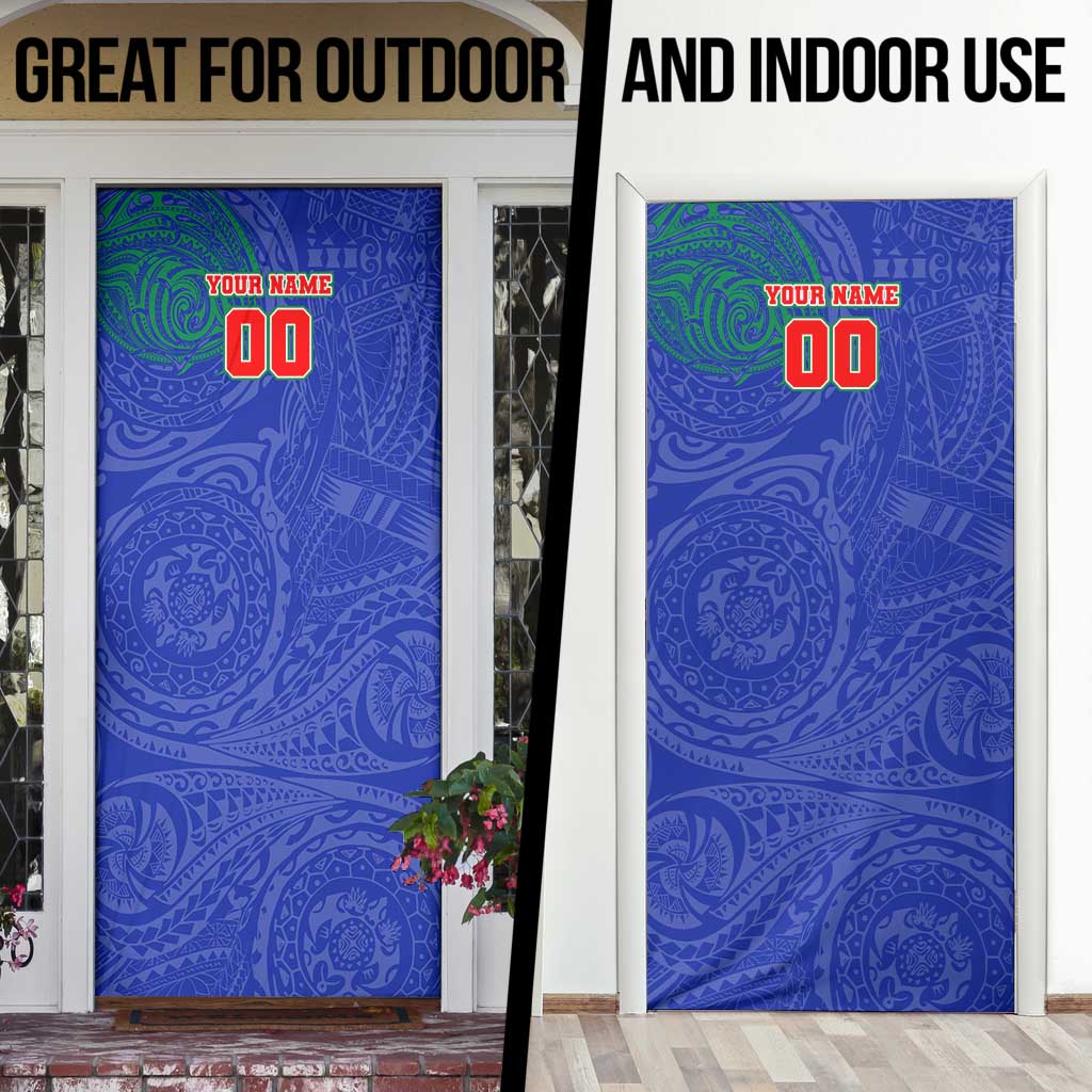 Personalized New Zealand Warriors Door Cover Polynesian Tribal Chest and Sleeve Tattoo