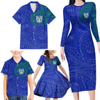 Personalized New Zealand Warriors Family Matching Long Sleeve Bodycon Dress and Hawaiian Shirt Polynesian Tribal Chest and Sleeve Tattoo