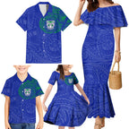 Personalized New Zealand Warriors Family Matching Mermaid Dress and Hawaiian Shirt Polynesian Tribal Chest and Sleeve Tattoo