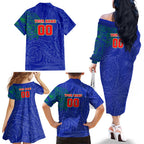 Personalized New Zealand Warriors Family Matching Off The Shoulder Long Sleeve Dress and Hawaiian Shirt Polynesian Tribal Chest and Sleeve Tattoo