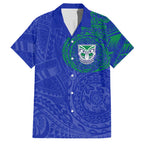 Personalized New Zealand Warriors Family Matching Off The Shoulder Long Sleeve Dress and Hawaiian Shirt Polynesian Tribal Chest and Sleeve Tattoo