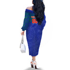 Personalized New Zealand Warriors Family Matching Off The Shoulder Long Sleeve Dress and Hawaiian Shirt Polynesian Tribal Chest and Sleeve Tattoo