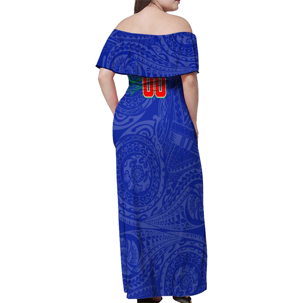 Personalized New Zealand Warriors Family Matching Off Shoulder Maxi Dress and Hawaiian Shirt Polynesian Tribal Chest and Sleeve Tattoo