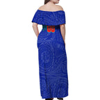 Personalized New Zealand Warriors Family Matching Off Shoulder Maxi Dress and Hawaiian Shirt Polynesian Tribal Chest and Sleeve Tattoo