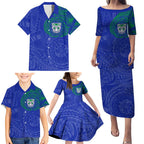 Personalized New Zealand Warriors Family Matching Puletasi and Hawaiian Shirt Polynesian Tribal Chest and Sleeve Tattoo