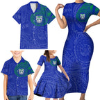 Personalized New Zealand Warriors Family Matching Short Sleeve Bodycon Dress and Hawaiian Shirt Polynesian Tribal Chest and Sleeve Tattoo