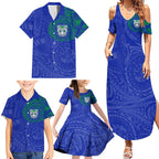 Personalized New Zealand Warriors Family Matching Summer Maxi Dress and Hawaiian Shirt Polynesian Tribal Chest and Sleeve Tattoo