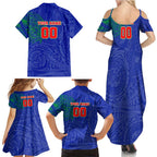 Personalized New Zealand Warriors Family Matching Summer Maxi Dress and Hawaiian Shirt Polynesian Tribal Chest and Sleeve Tattoo