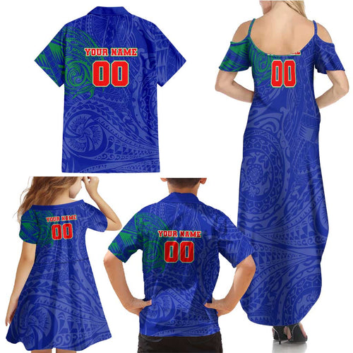 Personalized New Zealand Warriors Family Matching Summer Maxi Dress and Hawaiian Shirt Polynesian Tribal Chest and Sleeve Tattoo