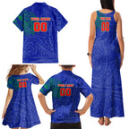 Personalized New Zealand Warriors Family Matching Tank Maxi Dress and Hawaiian Shirt Polynesian Tribal Chest and Sleeve Tattoo
