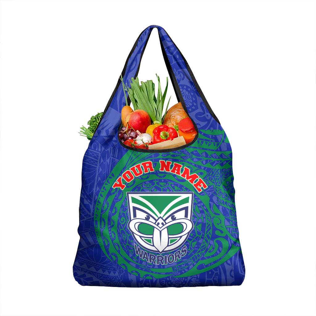 Personalized New Zealand Warriors Grocery Bag Polynesian Tribal Chest and Sleeve Tattoo