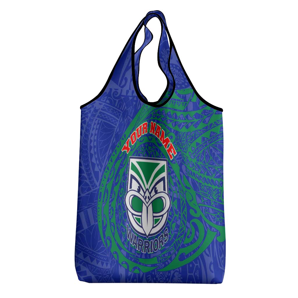 Personalized New Zealand Warriors Grocery Bag Polynesian Tribal Chest and Sleeve Tattoo