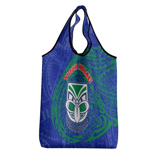 Personalized New Zealand Warriors Grocery Bag Polynesian Tribal Chest and Sleeve Tattoo