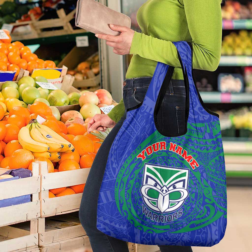 Personalized New Zealand Warriors Grocery Bag Polynesian Tribal Chest and Sleeve Tattoo