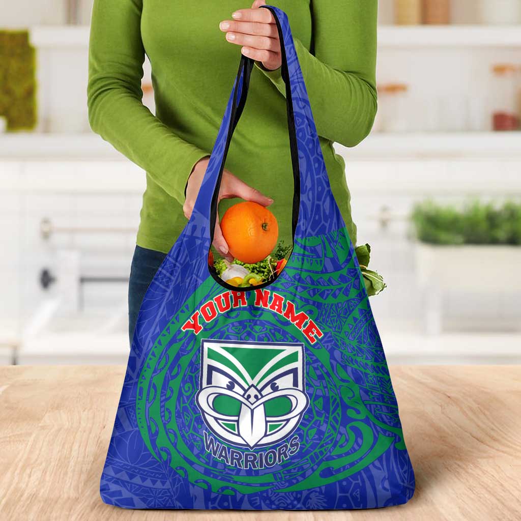 Personalized New Zealand Warriors Grocery Bag Polynesian Tribal Chest and Sleeve Tattoo