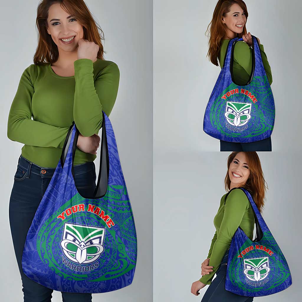 Personalized New Zealand Warriors Grocery Bag Polynesian Tribal Chest and Sleeve Tattoo
