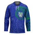 Personalized New Zealand Warriors Hockey Jersey Polynesian Tribal Chest and Sleeve Tattoo