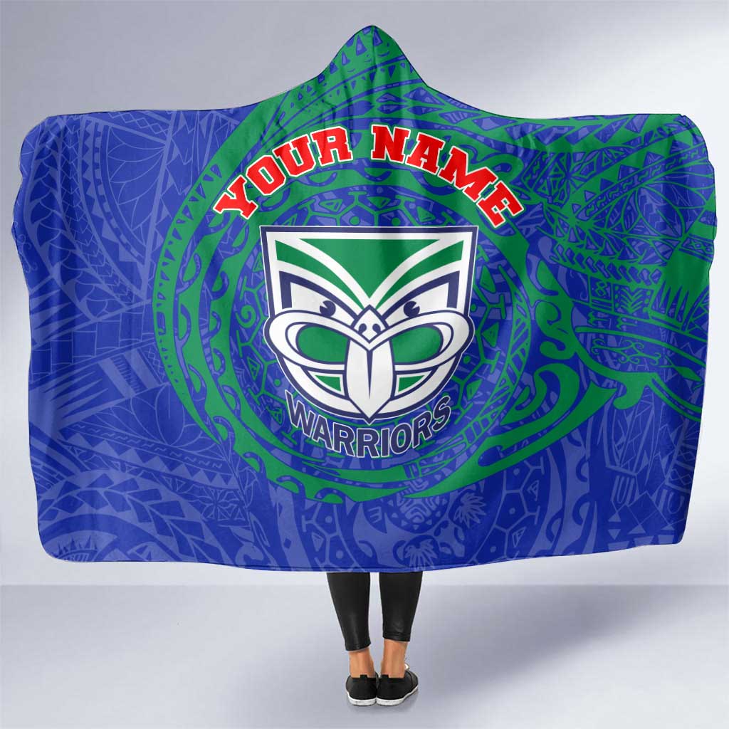 Personalized New Zealand Warriors Hooded Blanket Polynesian Tribal Chest and Sleeve Tattoo