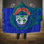 Personalized New Zealand Warriors Hooded Blanket Polynesian Tribal Chest and Sleeve Tattoo