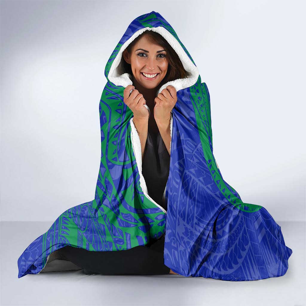 Personalized New Zealand Warriors Hooded Blanket Polynesian Tribal Chest and Sleeve Tattoo