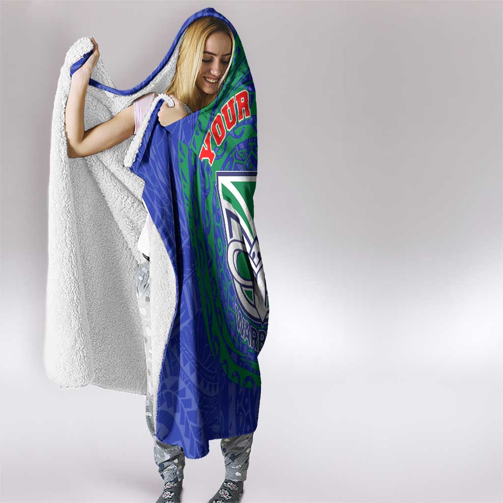 Personalized New Zealand Warriors Hooded Blanket Polynesian Tribal Chest and Sleeve Tattoo