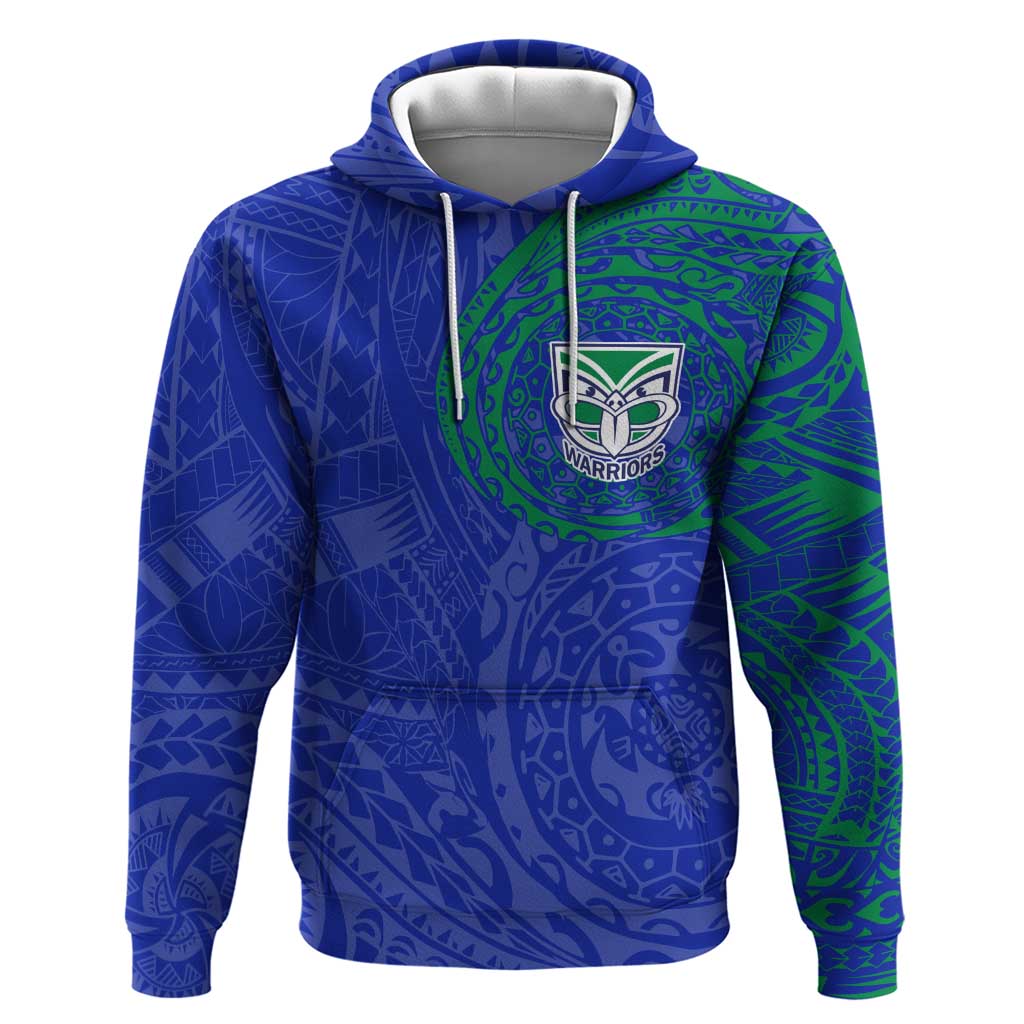 Personalized New Zealand Warriors Hoodie Polynesian Tribal Chest and Sleeve Tattoo