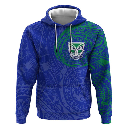 Personalized New Zealand Warriors Hoodie Polynesian Tribal Chest and Sleeve Tattoo