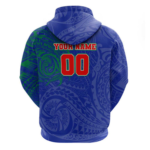 Personalized New Zealand Warriors Hoodie Polynesian Tribal Chest and Sleeve Tattoo
