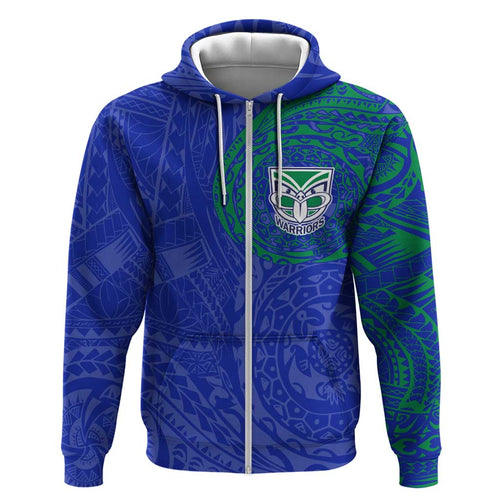 Personalized New Zealand Warriors Hoodie Polynesian Tribal Chest and Sleeve Tattoo