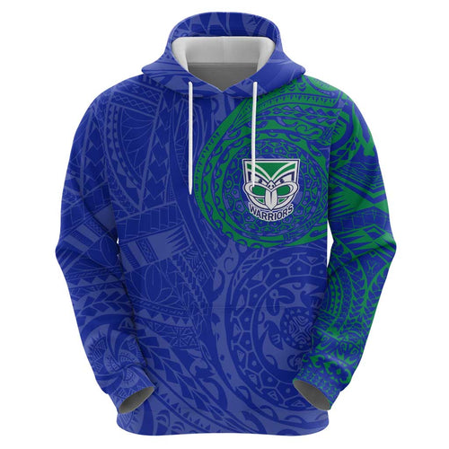 Personalized New Zealand Warriors Hoodie Polynesian Tribal Chest and Sleeve Tattoo