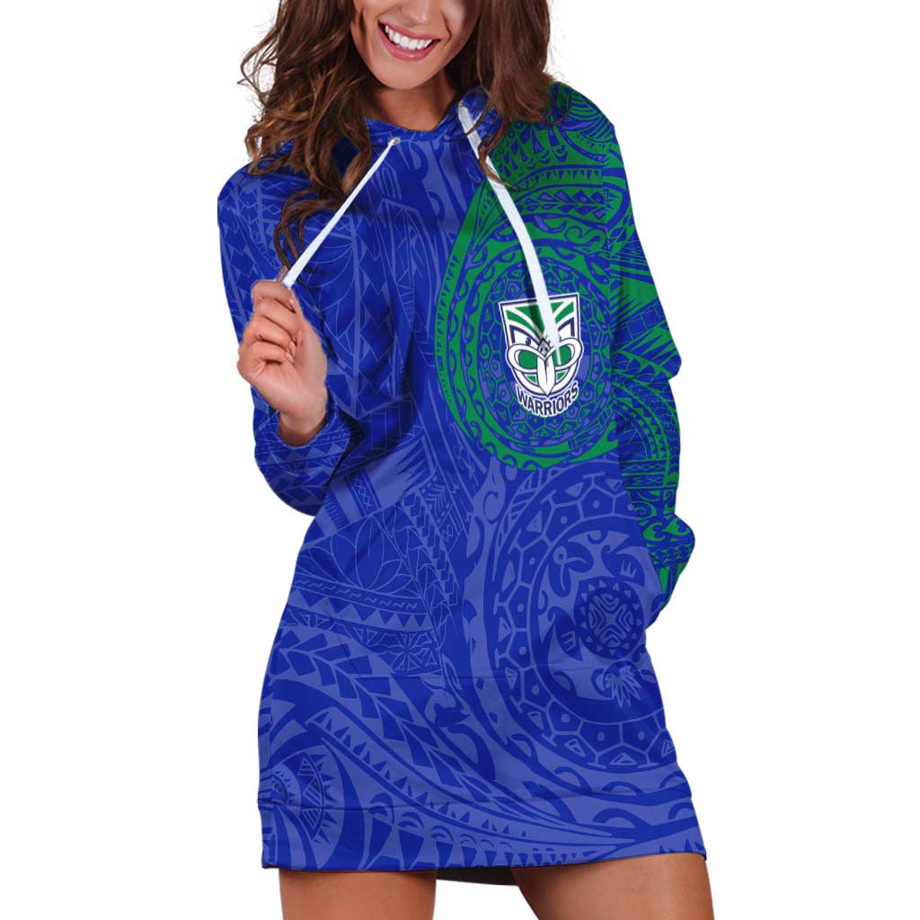 Personalized New Zealand Warriors Hoodie Dress Polynesian Tribal Chest and Sleeve Tattoo