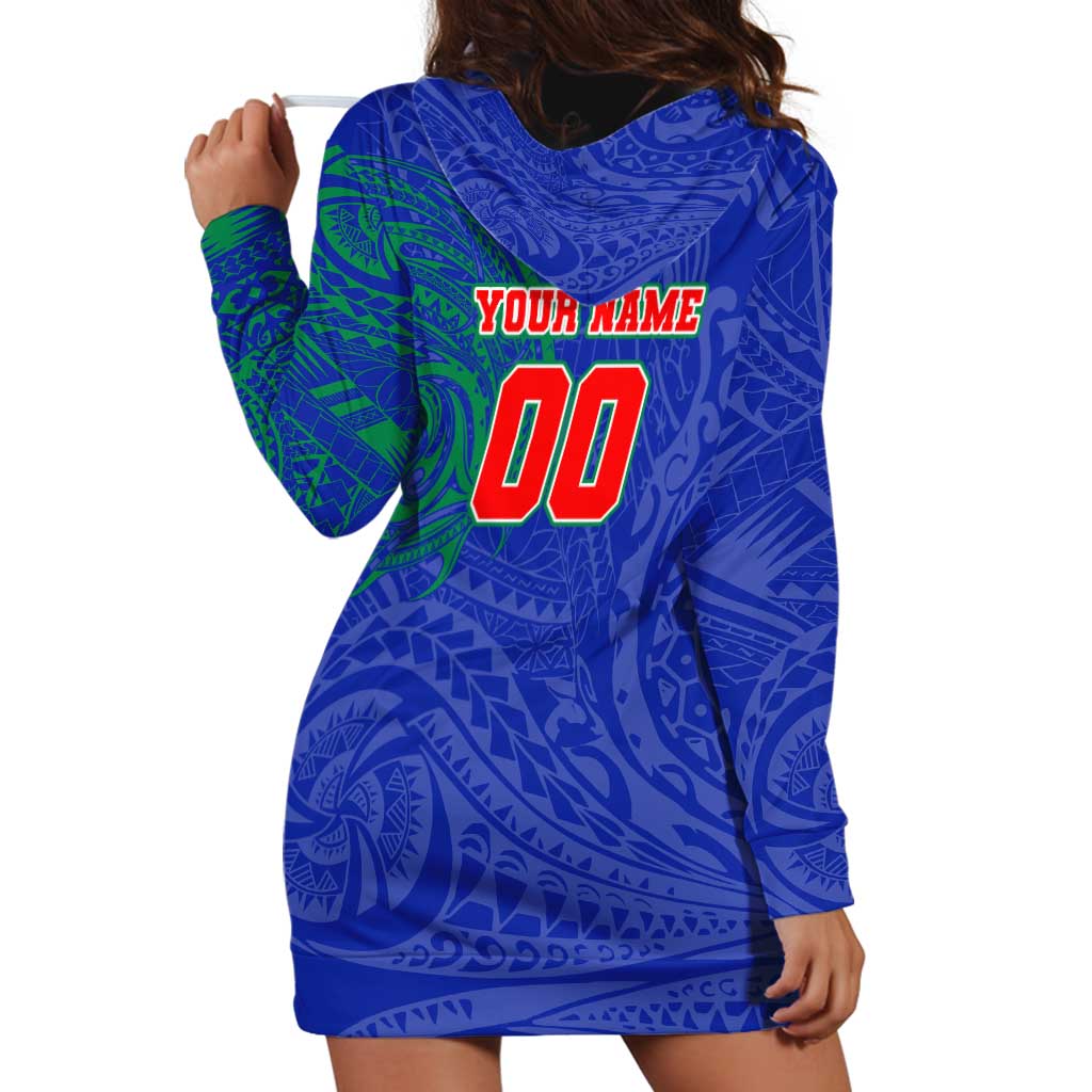 Personalized New Zealand Warriors Hoodie Dress Polynesian Tribal Chest and Sleeve Tattoo