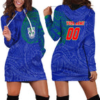 Personalized New Zealand Warriors Hoodie Dress Polynesian Tribal Chest and Sleeve Tattoo