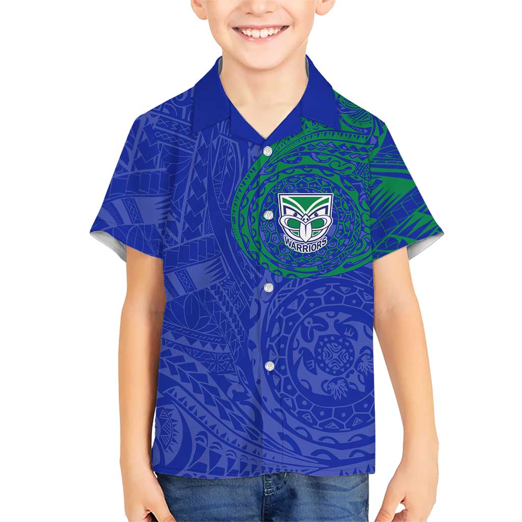 Personalized New Zealand Warriors Kid Hawaiian Shirt Polynesian Tribal Chest and Sleeve Tattoo