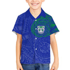 Personalized New Zealand Warriors Kid Hawaiian Shirt Polynesian Tribal Chest and Sleeve Tattoo