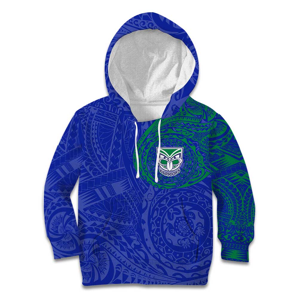 Personalized New Zealand Warriors Kid Hoodie Polynesian Tribal Chest and Sleeve Tattoo