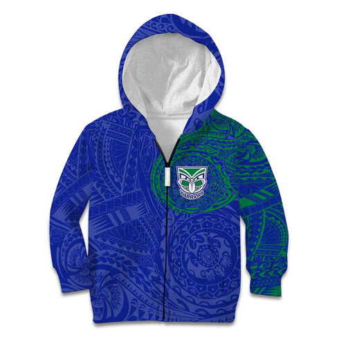 Personalized New Zealand Warriors Kid Hoodie Polynesian Tribal Chest and Sleeve Tattoo