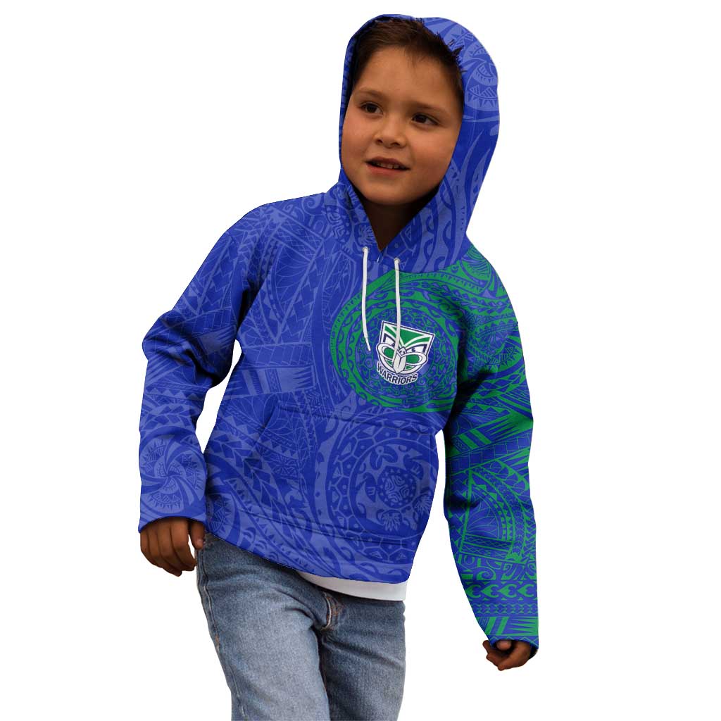 Personalized New Zealand Warriors Kid Hoodie Polynesian Tribal Chest and Sleeve Tattoo
