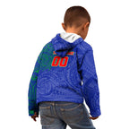 Personalized New Zealand Warriors Kid Hoodie Polynesian Tribal Chest and Sleeve Tattoo