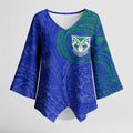 Personalized New Zealand Warriors Kimono Sleeve Blouse Polynesian Tribal Chest and Sleeve Tattoo