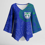 Personalized New Zealand Warriors Kimono Sleeve Blouse Polynesian Tribal Chest and Sleeve Tattoo